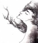 La souche, 2016, encre, gouache sur papier coton, 25 x 11,5 cm