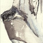 Empreinte 02, 2016, encre, stylo, graphite, aquarelle, 22 x 11,5 cm