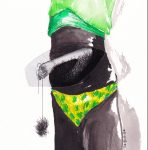 La bibitte, 2016, encre, feutre, collage sur papier, 22 x 11,5 cm